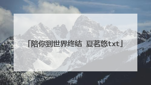 陪你到世界终结 夏茗悠txt