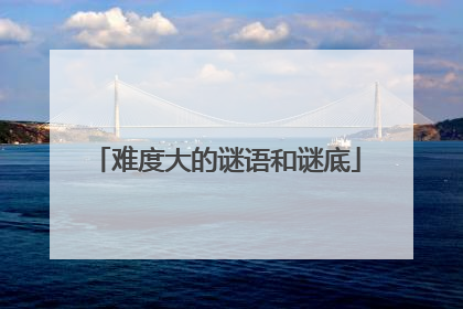难度大的谜语和谜底
