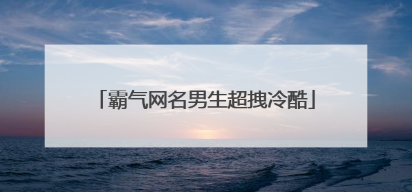 霸气网名男生超拽冷酷