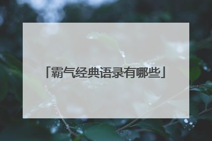 霸气经典语录有哪些