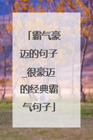 霸气豪迈的句子_很豪迈的经典霸气句子