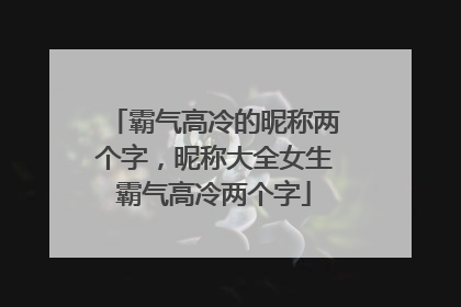 霸气高冷的昵称两个字，昵称大全女生霸气高冷两个字