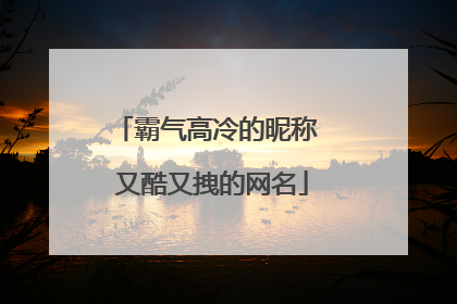 霸气高冷的昵称 又酷又拽的网名