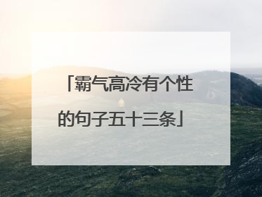 霸气高冷有个性的句子五十三条