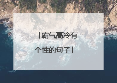 霸气高冷有个性的句子