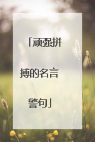 顽强拼搏的名言警句