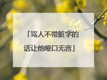 骂人不带脏字的话让他哑口无言