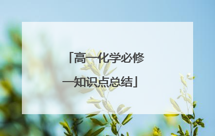 高一化学必修一知识点总结
