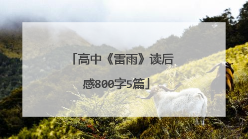 高中《雷雨》读后感800字5篇
