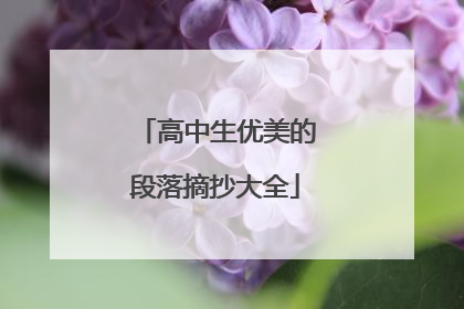 高中生优美的段落摘抄大全