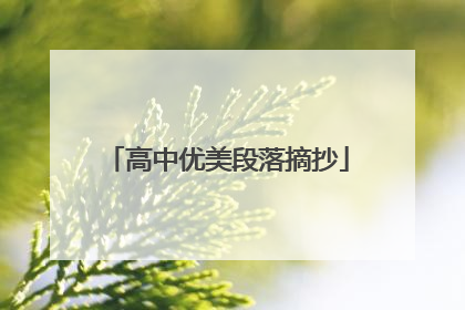 高中优美段落摘抄