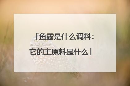 鱼露是什么调料:它的主原料是什么