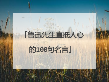 鲁迅先生直抵人心的100句名言