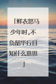 鮮衣怒馬少年時,不負韶華行且知什麼意思