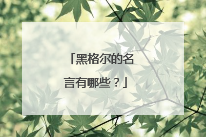 黑格尔的名言有哪些？