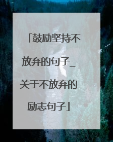 鼓励坚持不放弃的句子_关于不放弃的励志句子