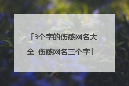 3个字的伤感网名大全 伤感网名三个字