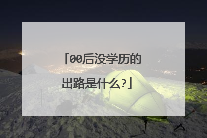 00后没学历的出路是什么?