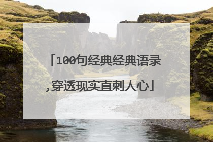 100句经典经典语录,穿透现实直刺人心