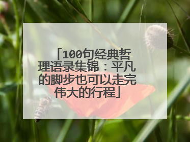 100句经典哲理语录集锦：平凡的脚步也可以走完伟大的行程