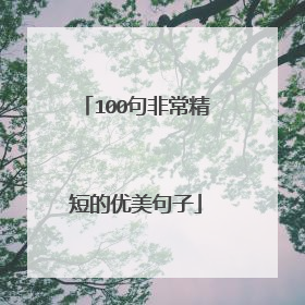 100句非常精短的优美句子