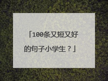 100条又短又好的句子小学生?