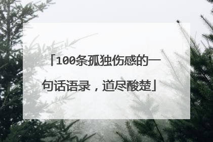 100条孤独伤感的一句话语录，道尽酸楚