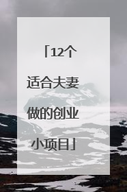 12个适合夫妻做的创业小项目