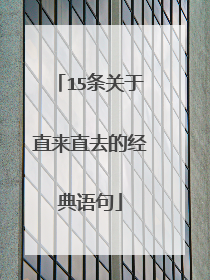 15条关于直来直去的经典语句
