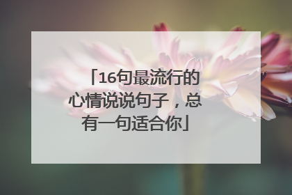 16句最流行的心情说说句子,总有一句适合你