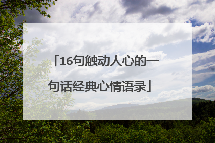 16句触动人心的一句话经典心情语录