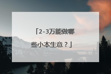 2-3万能做哪些小本生意？