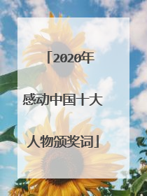 2020年感动中国十大人物颁奖词