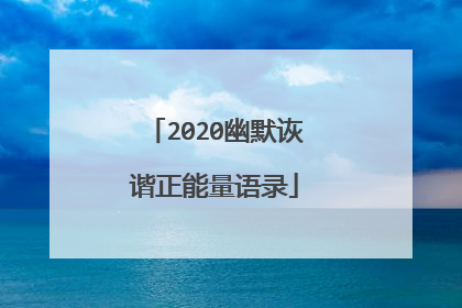 2020幽默诙谐正能量语录