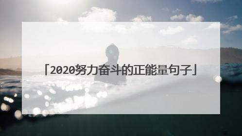 2020努力奋斗的正能量句子