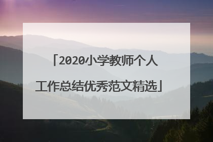 2020小学教师个人工作总结优秀范文精选