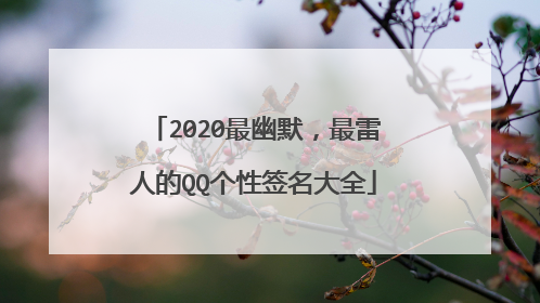 2020最幽默,最雷人的QQ个性签名大全
