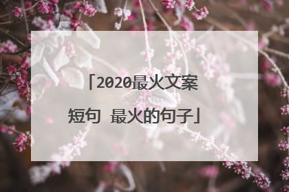 2020最火文案短句 最火的句子