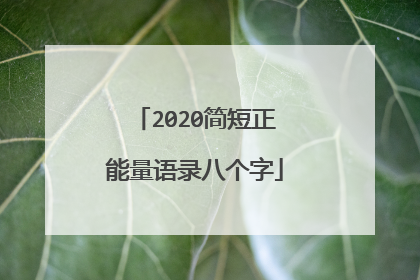 2020简短正能量语录八个字