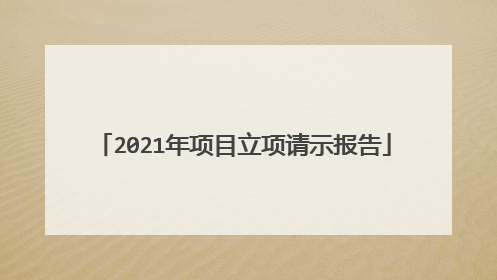 2021年项目立项请示报告