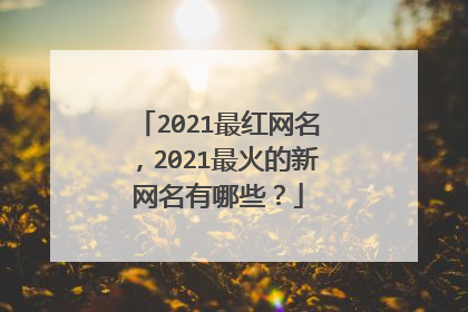 2021最红网名,2021最火的新网名有哪些?