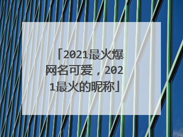 2021最火爆网名可爱，2021最火的昵称