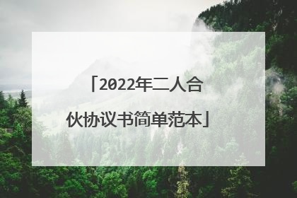 2022年二人合伙协议书简单范本