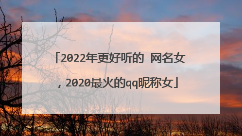 2022年更好听的 网名女，2020最火的qq昵称女