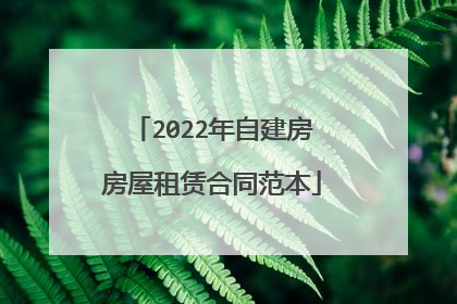 2022年自建房房屋租赁合同范本