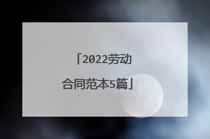 2022劳动合同范本5篇