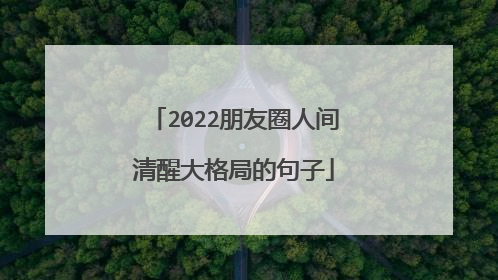 2022朋友圈人间清醒大格局的句子