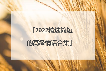 2022精选简短的高级情话合集