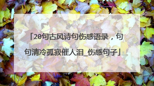 20句古风诗句伤感语录，句句清冷孤寂催人泪_伤感句子