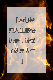 20句经典人生感悟语录,读懂了就是人生